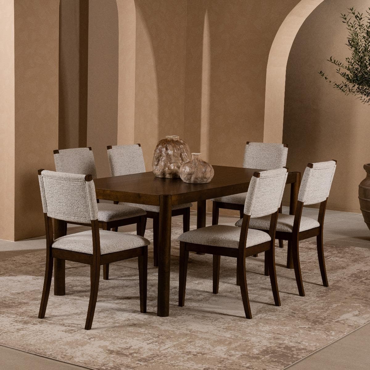 Rima 6+1 Dining Set Beige/Brown