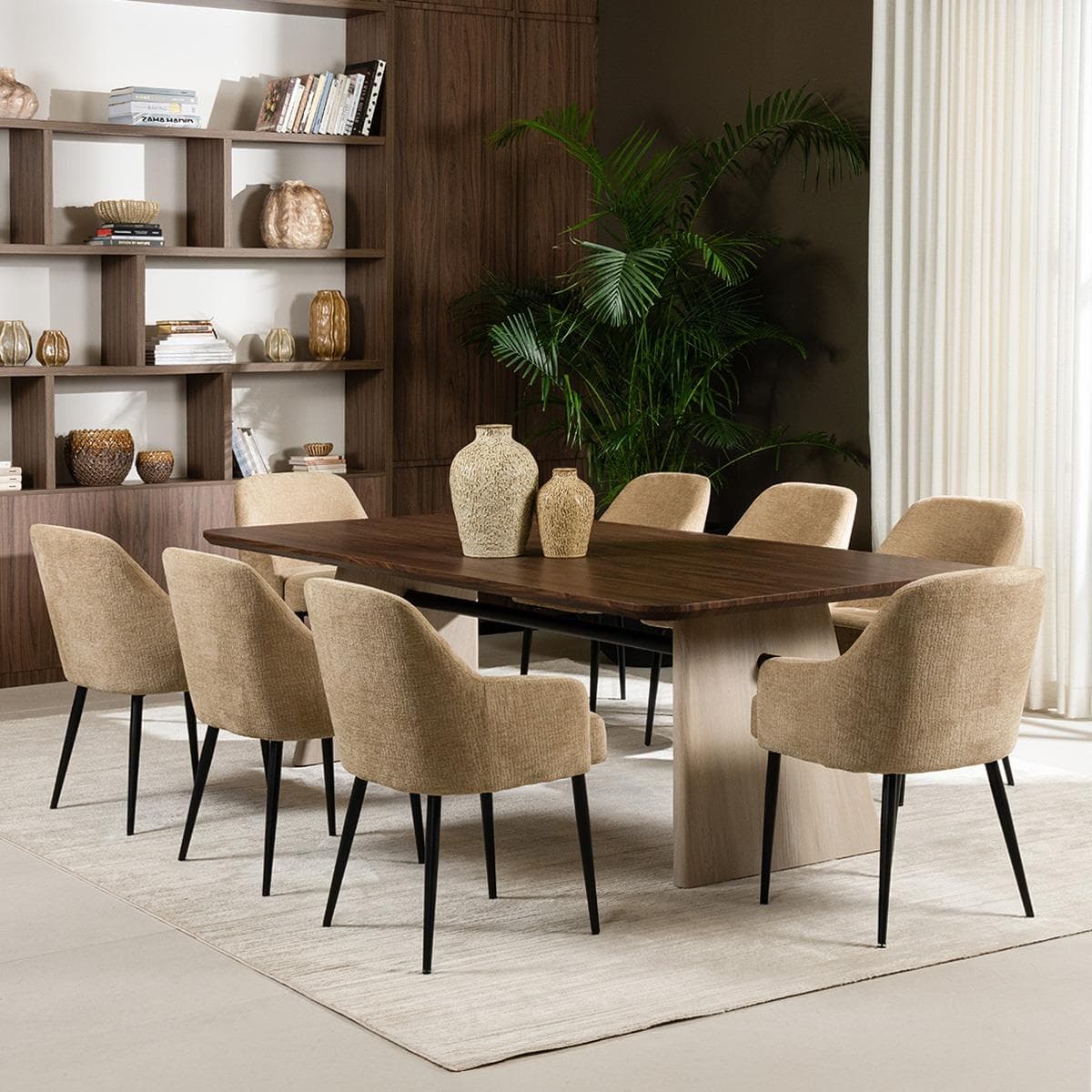 طقم طاولة طعام تاليا 8+1 رمادي/بني/بيج