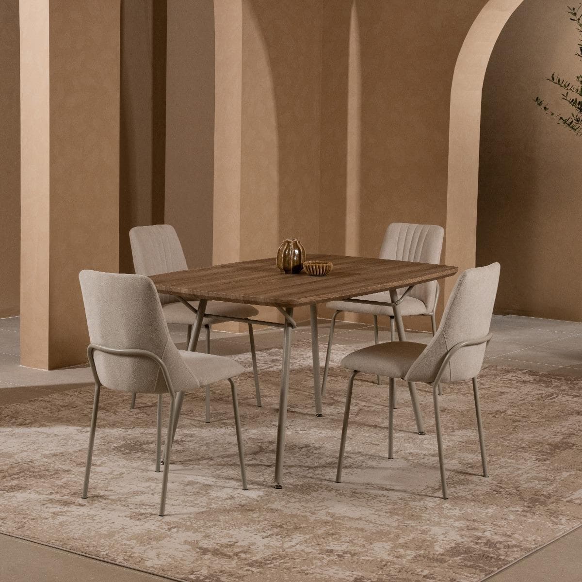 Delia 4+1 Dining Set Beige