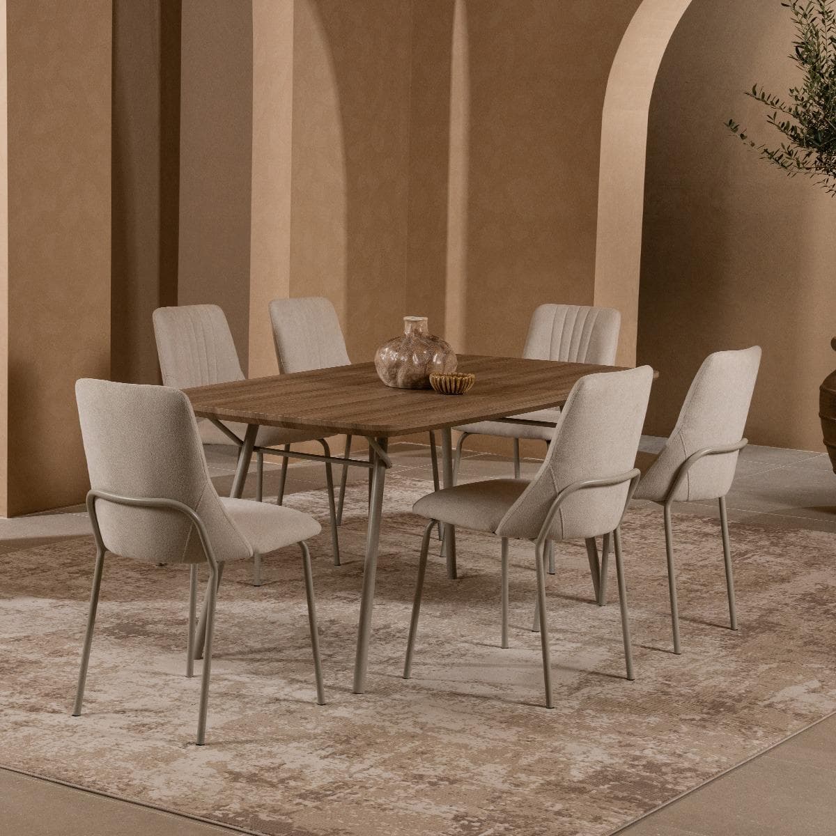 Delia 6+1 Dining Set Beige