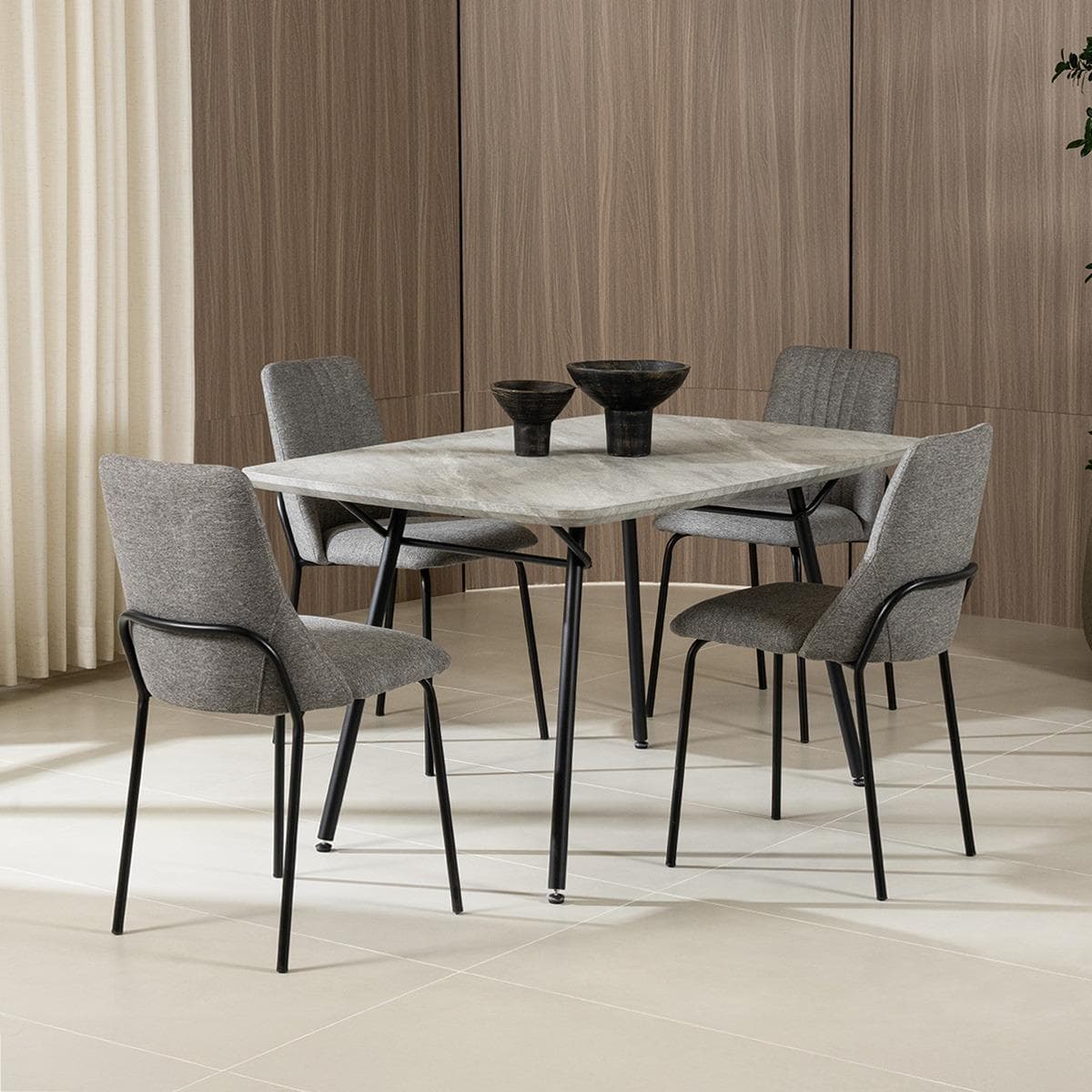 Delia 4+1 Dining Set Grey