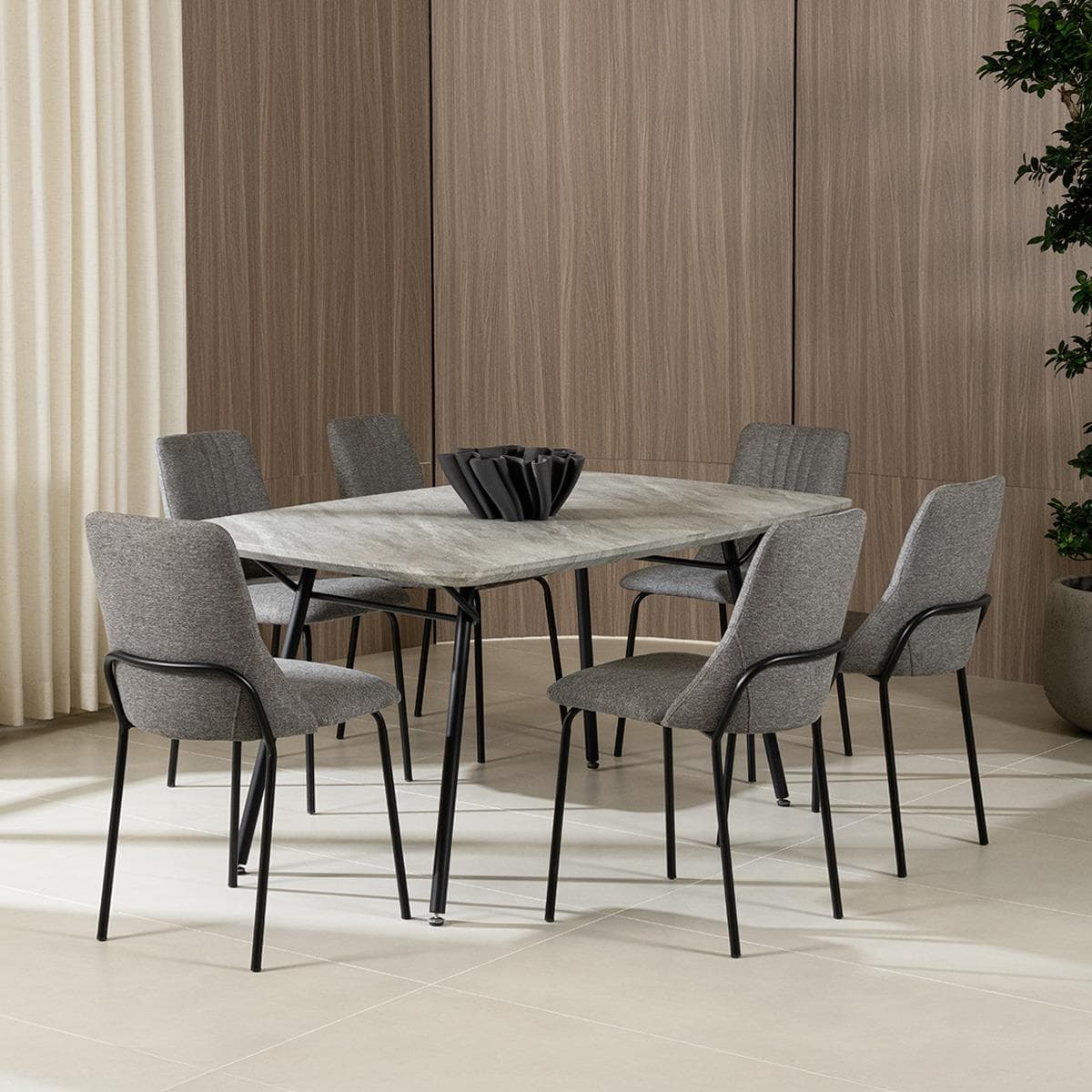 Delia 6+1 Dining Set Grey
