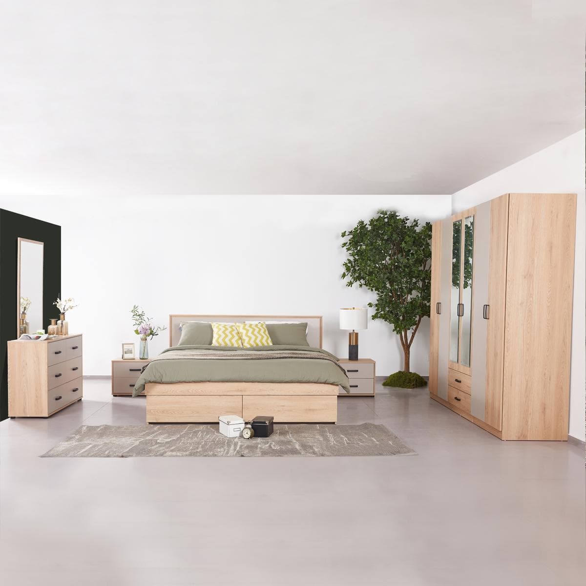 طقم غرفة نوم جونا 180×200 مع خزانة ملابس