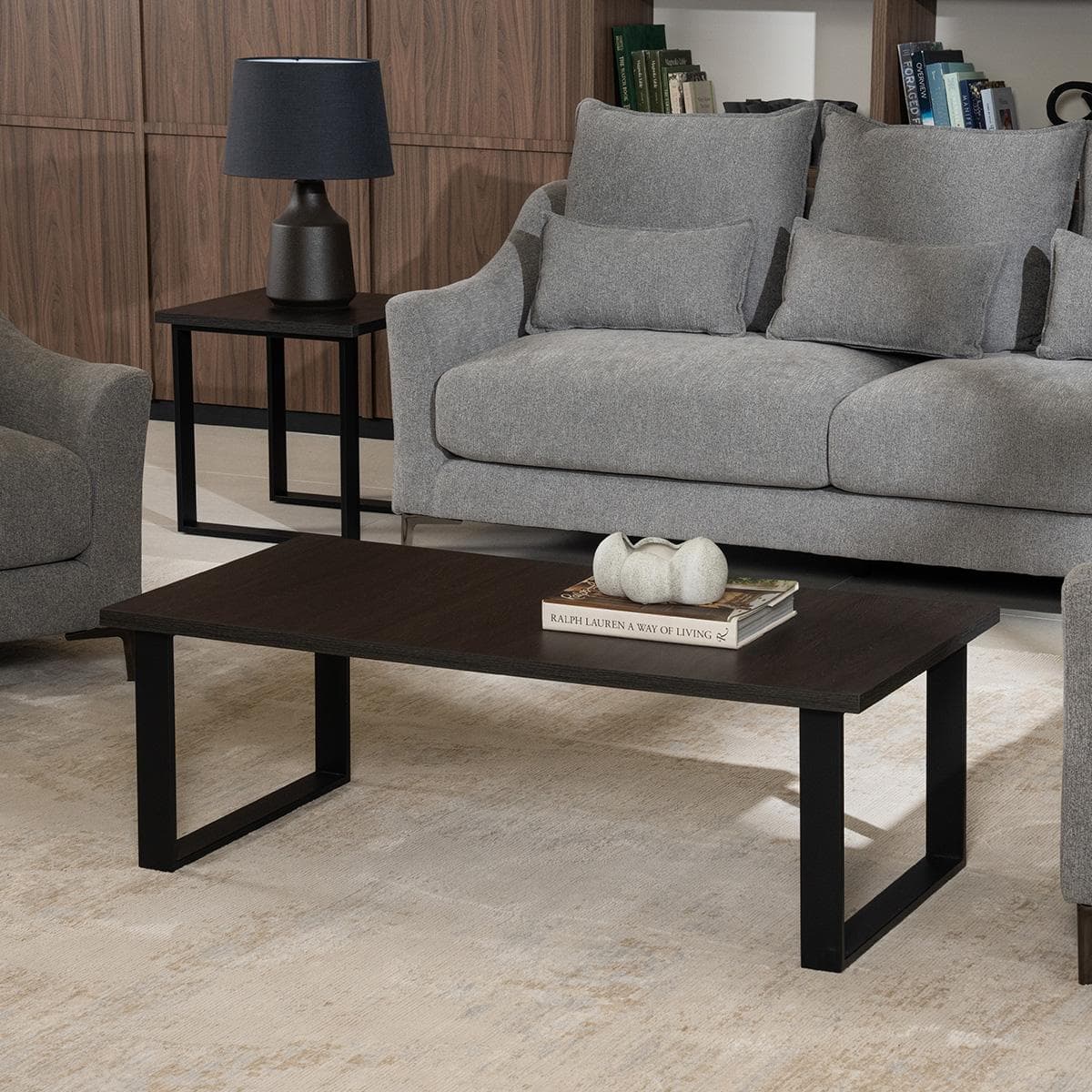 طقم 1 طاولة قهوة ريا + 2 طاولة أسود/بلوط