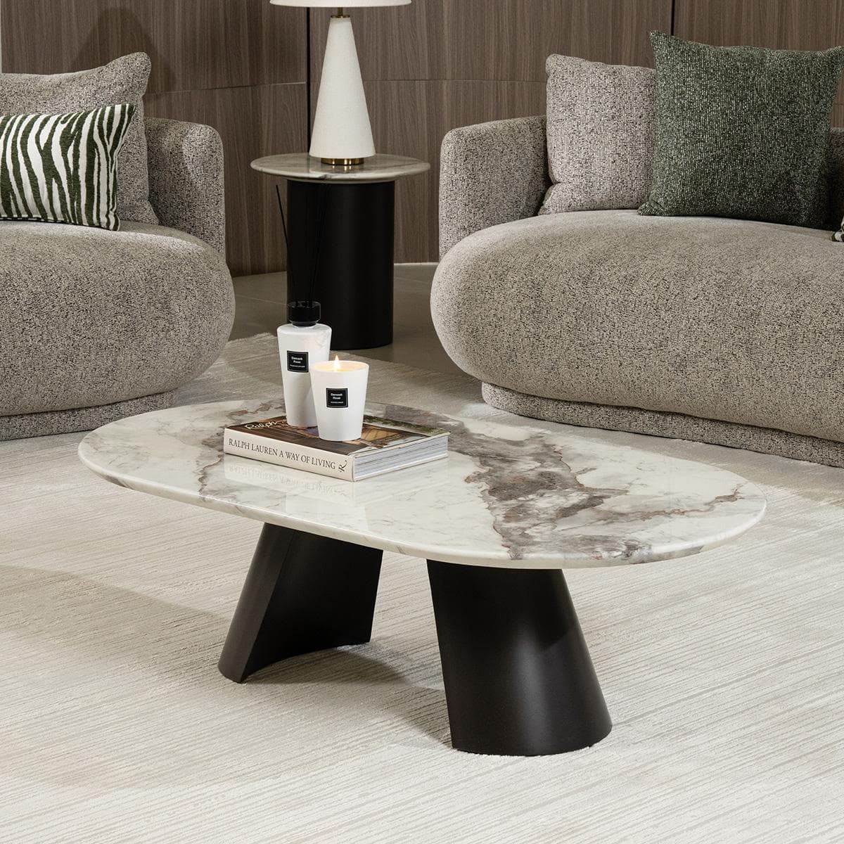 Lora 1 Coffee Table + 2 End Tables Set Grey/White