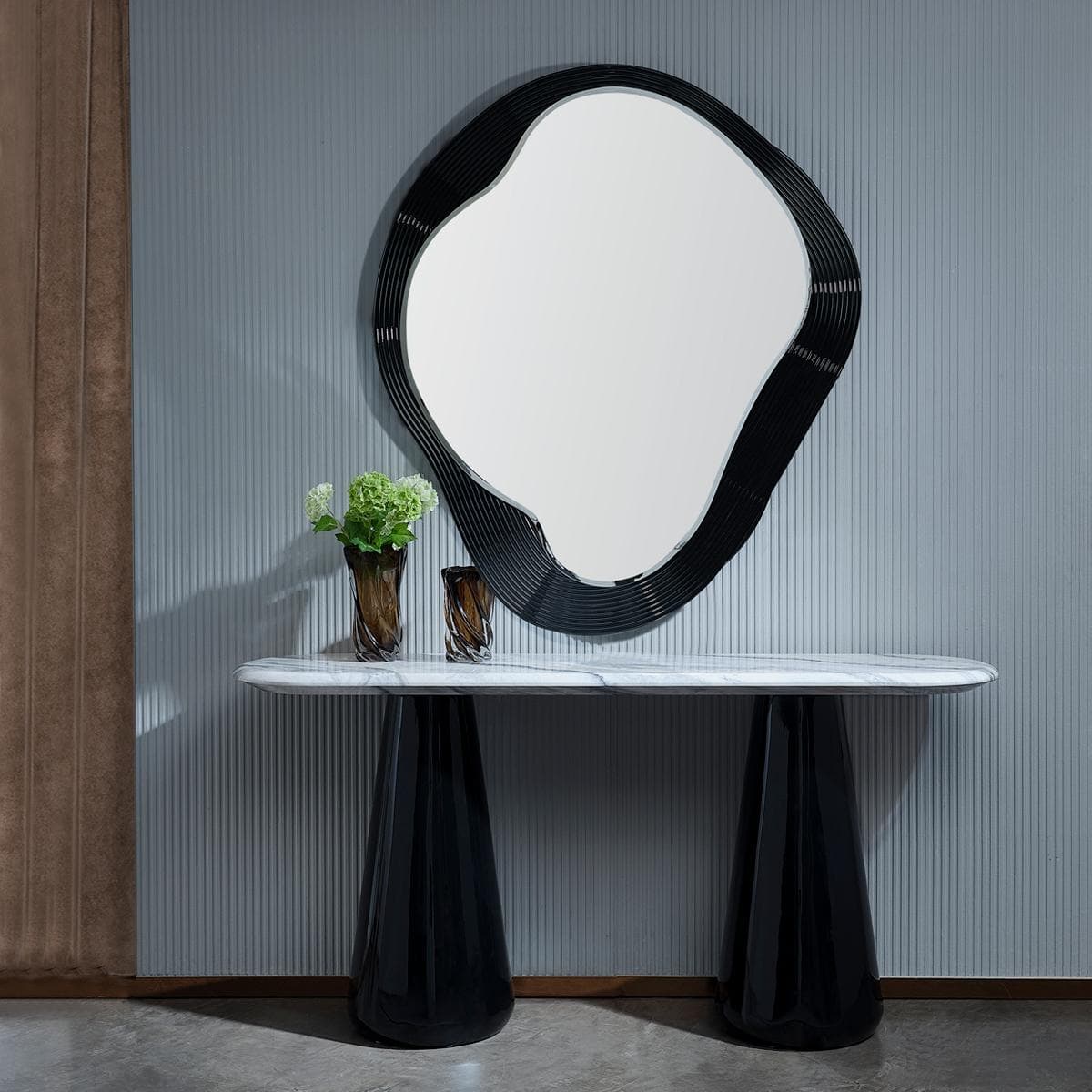 كونسول مع مرآة سيلينا رخام أسود
