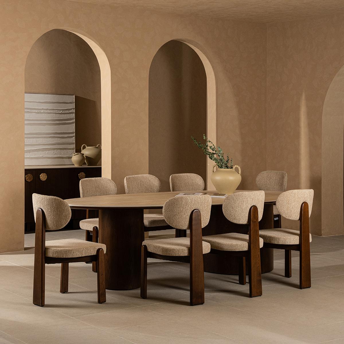 Eva 8+1 Dining Set Beige/Brown