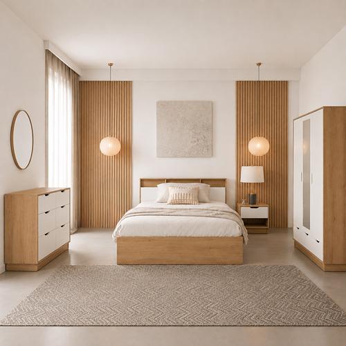 Rome 120X200 Kids Bedroom Set with Wardrobe White/Oak