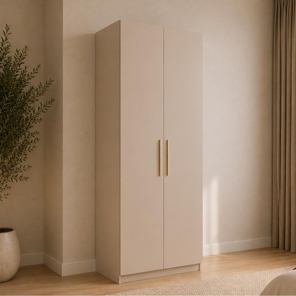 Amalfi 2-Door Wardrobe Beige + Handle