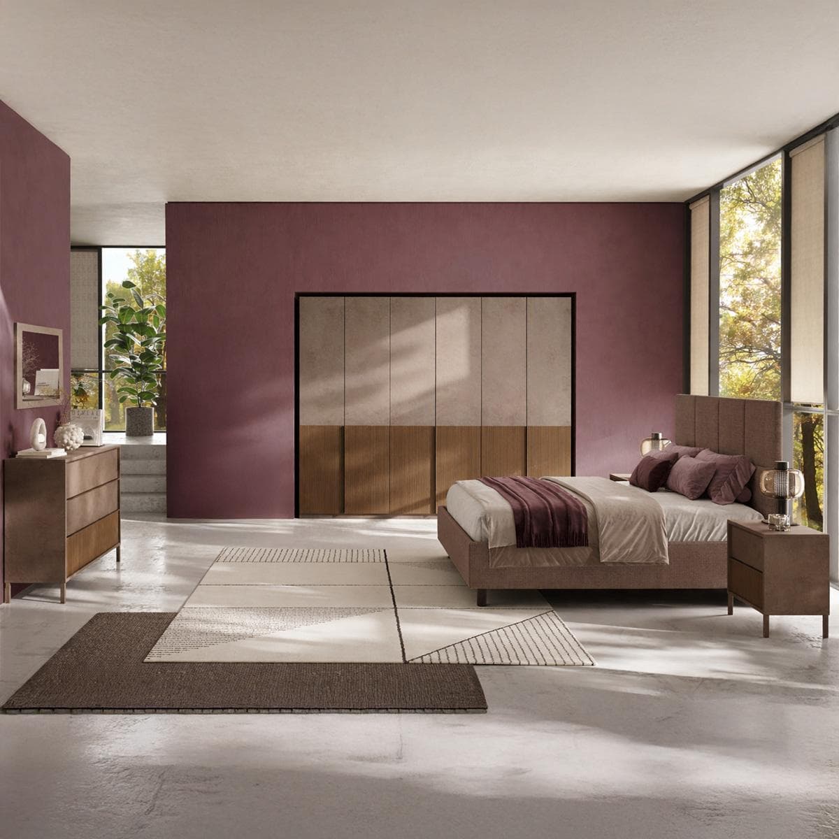 Rotterdam 180X200 Bedroom Set with Watrdrobe Brown