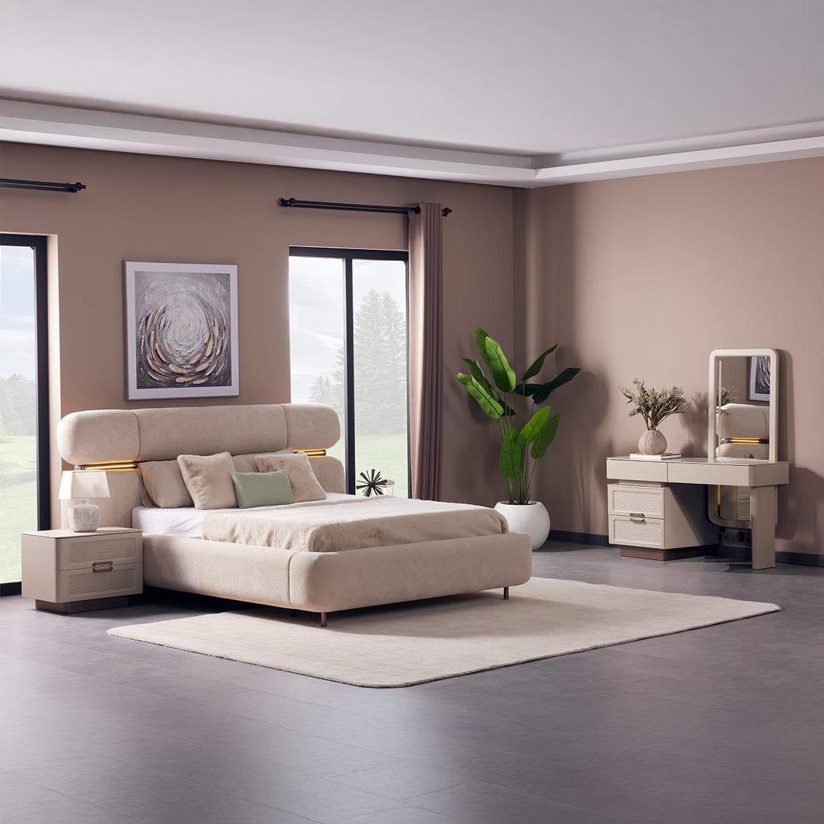 طقم غرفة نوم نوتا 180×200 بدون خزانة ملابس