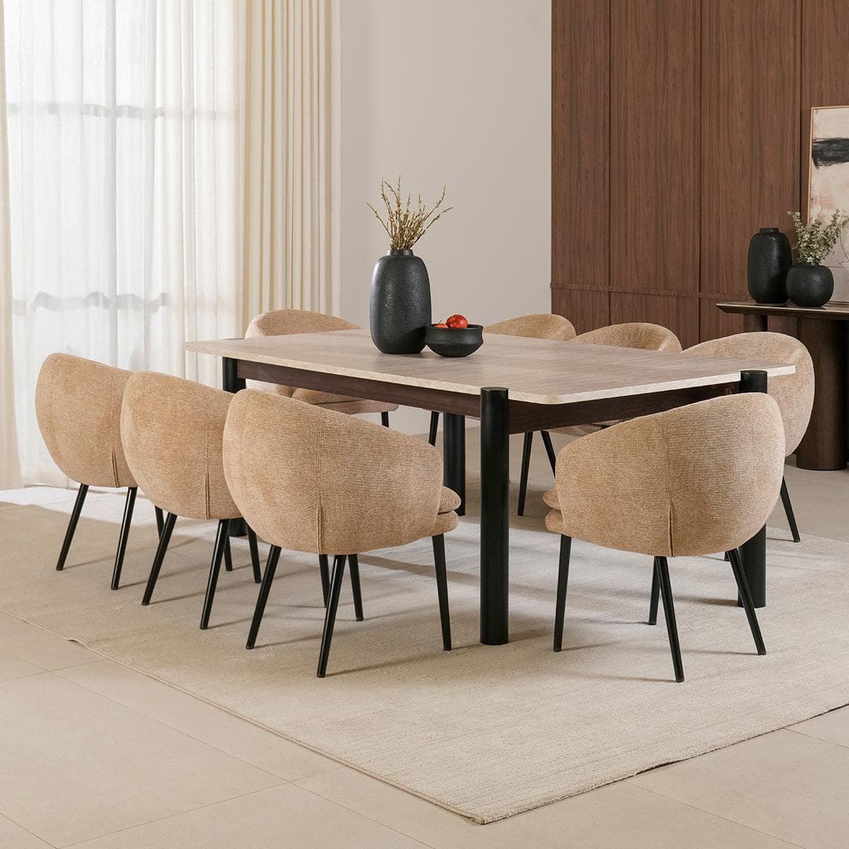 Naya 8+1 Dining Set Beige/Black