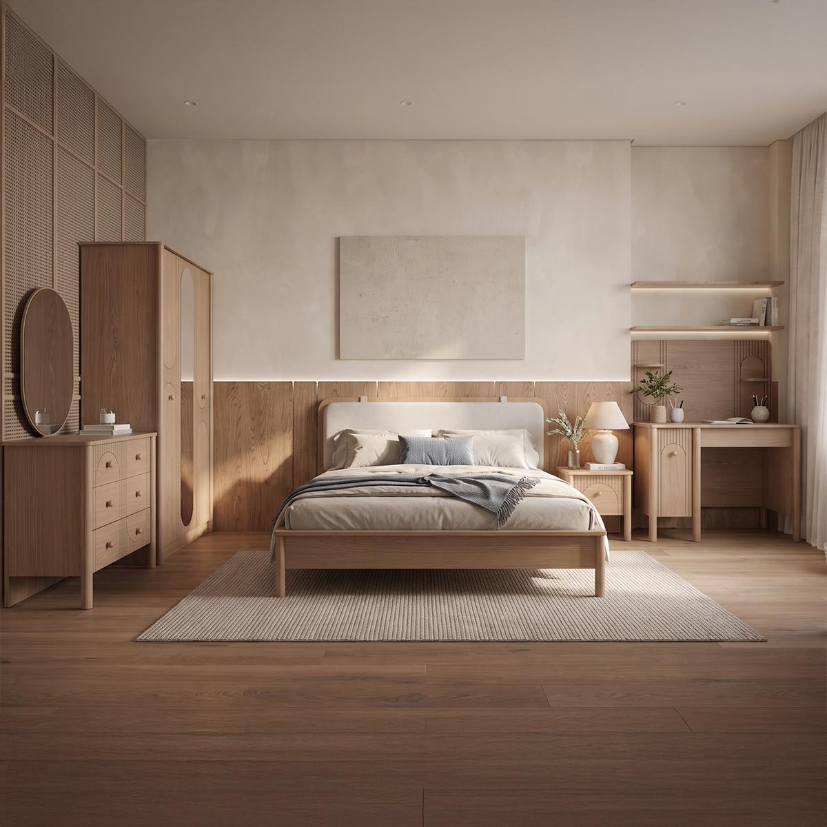 Klimt 90X200 Kids Bedroom Set with Wardrobe Oak