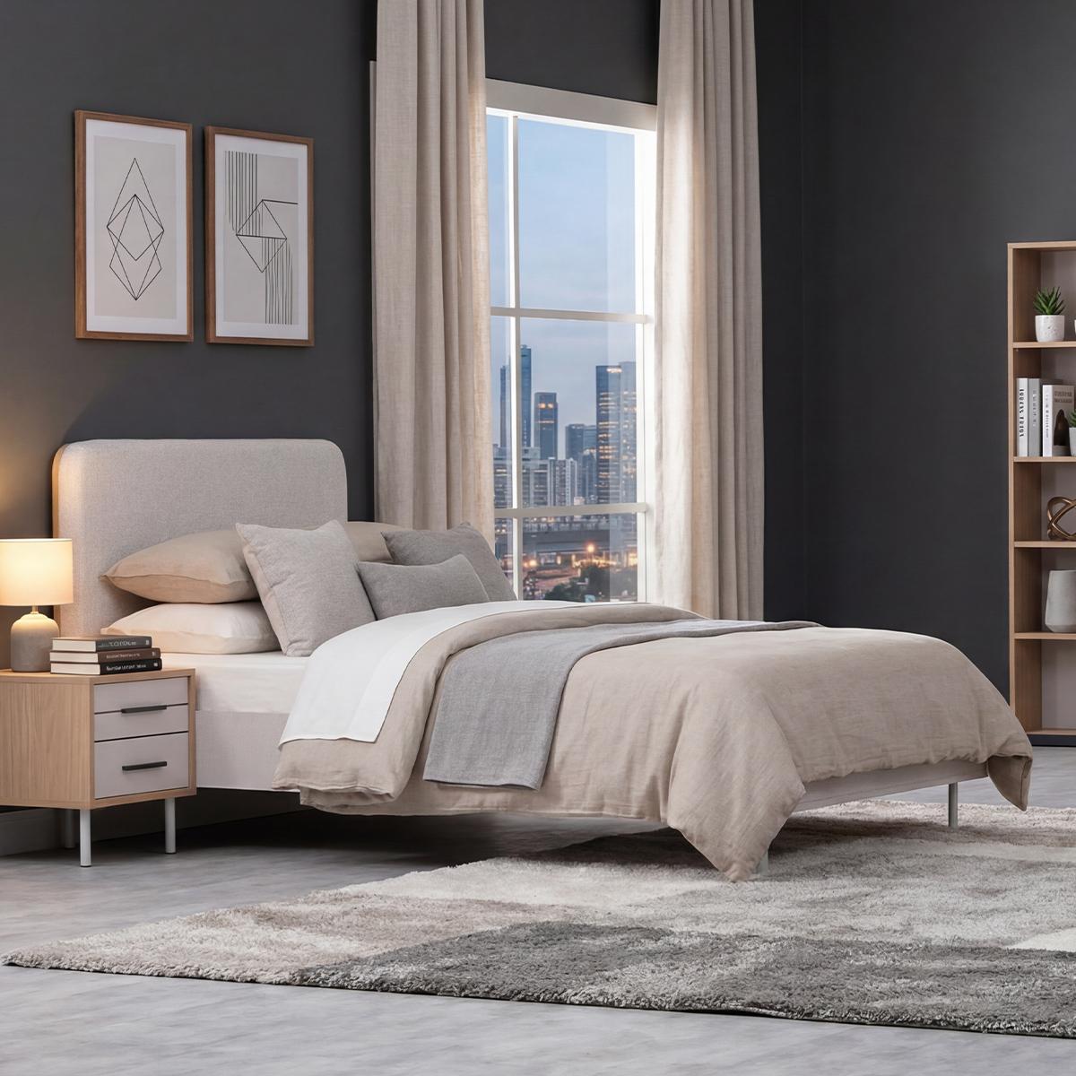 Mono 120X200 Upholstered Kids Bed Oak/Cream