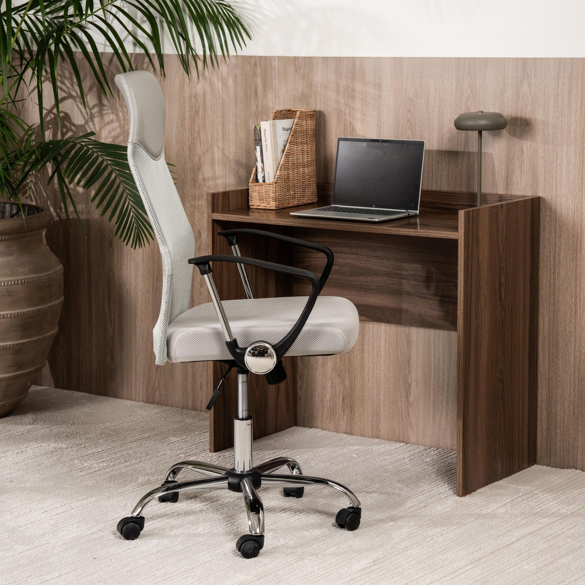 Bundle Satner Kids Study Desk Dark Brown + Raya Chair Grey