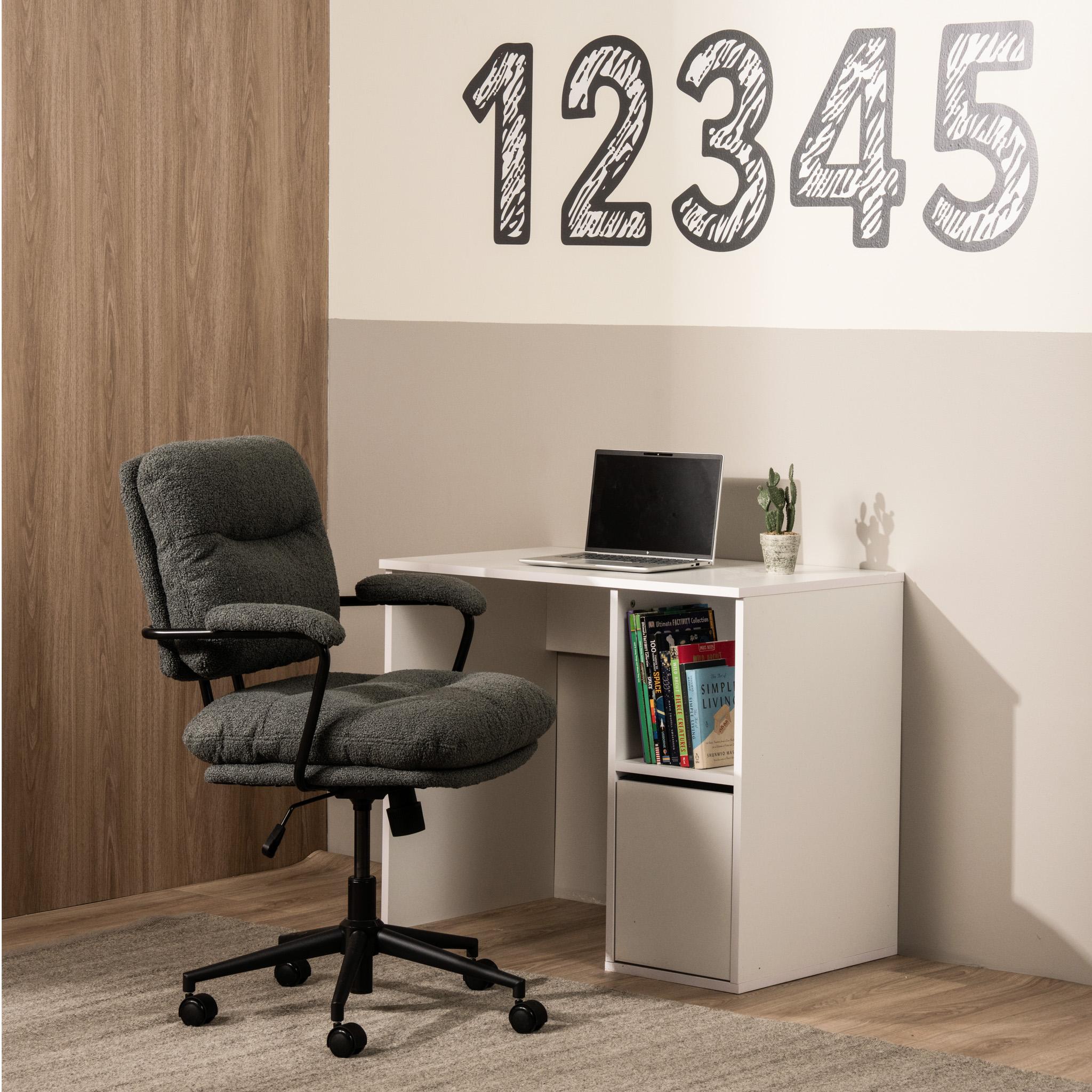 Bundle Doro Kids Study Desk White + Reese Chair Grey