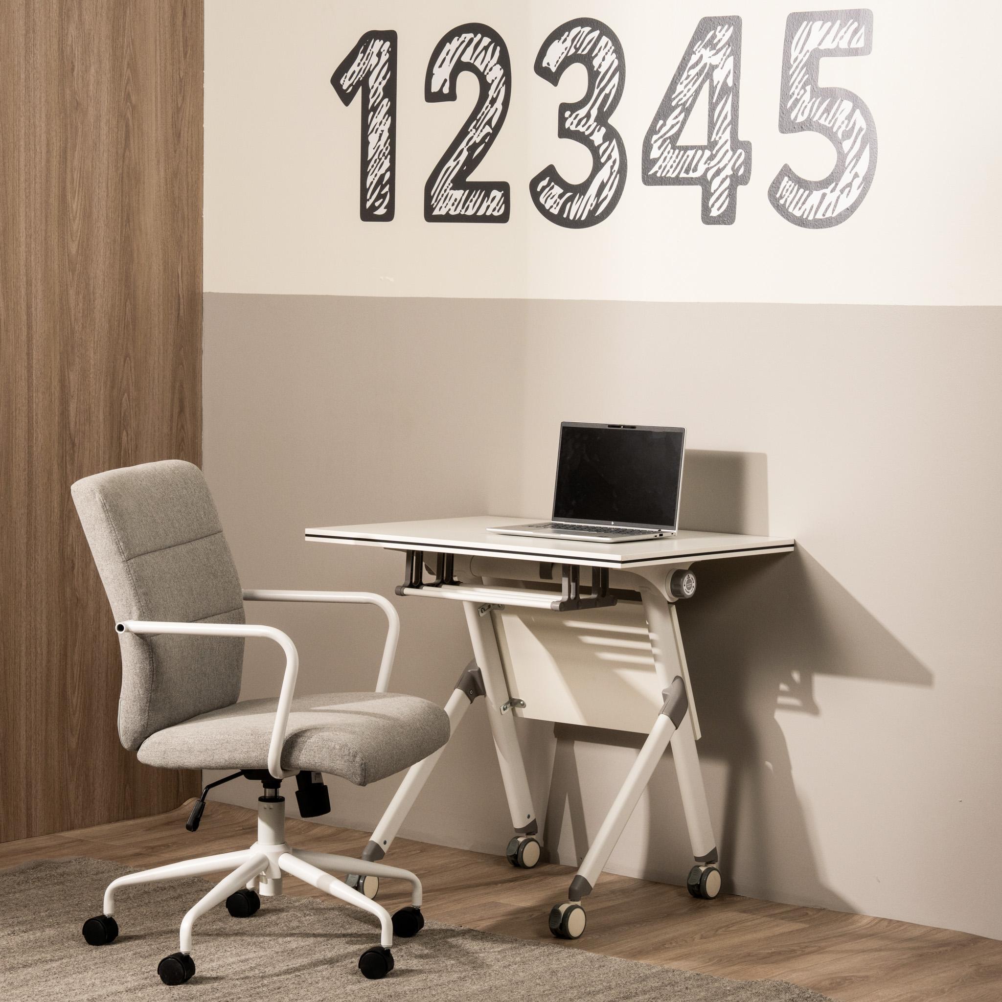 Bundle Skye Foldable Kids Study Desk White + Joy Chair Grey