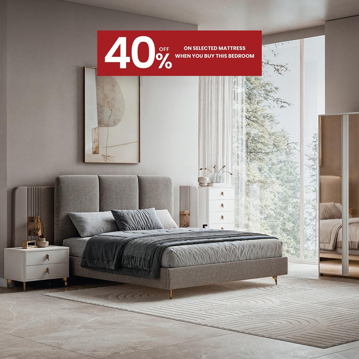 Alvito 180×200 Bedroom Set With Wardrobe Mirror + Artesa Mattress